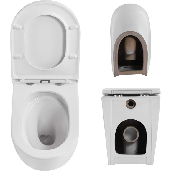 Безобідковий підлоговий унітаз Qtap Robin Ultra Quiet QT13223381AW (воронкоподібний, з сидінням), фото , изображение 6