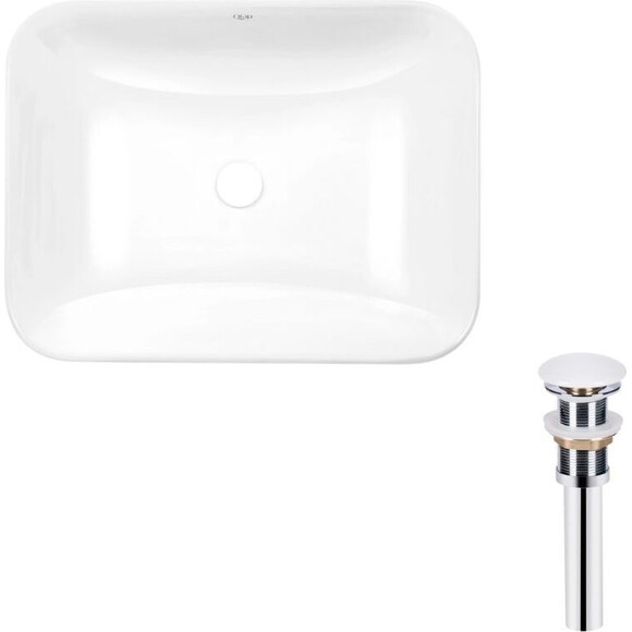 Умывальник Qtap Scorpio White QT1411K490WN47290 (51x38 см, с донным клапаном), Доступные размеры: 51 x 38, Цвет производителя: белый глянец, фото 