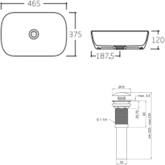Умивальник Qtap Aquarius White QT21112185WN47295 (47x38 см, чаша, з донним клапаном), фото , изображение 6
