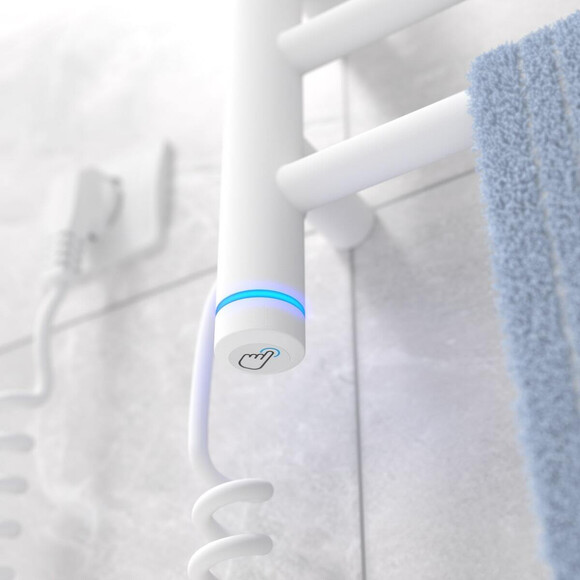 Электрический полотенцесушитель Laris Зебра Прайм ЧК4 S3 73207864 (400x300, белый глянцевый, левый, с программатором), Доступные размеры: 400 x 300, Цвет производителя: белый глянец, Подключение полотенцесушителя: левое, фото 2