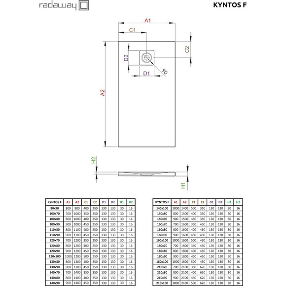 Душевой поддон Radaway Kyntos F White HKF9080-04 (90x80 см, белый матовый), Доступные размеры: 90 x 80, Цвет производителя: белый матовый, фото 4