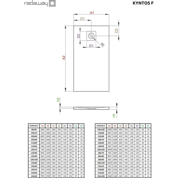 Душовий піддон Radaway Kyntos F White HKF10090-04 (100x90 см, білий матовий), Доступні розміри: 100 x 90, Колір виробника: білий матовий, фото , изображение 4
