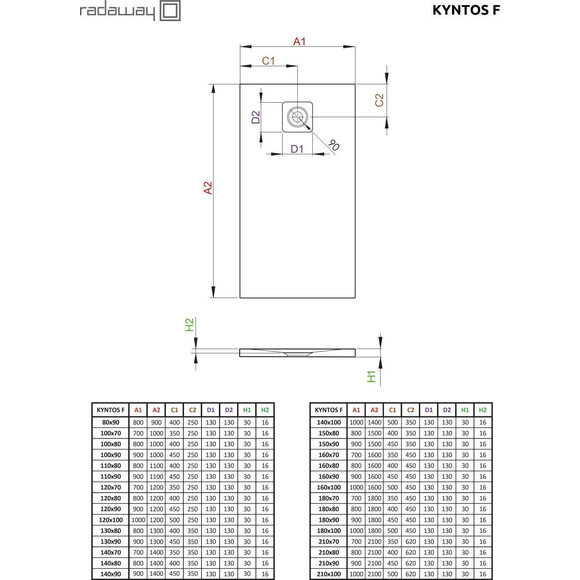 Душевой поддон Radaway Kyntos F White HKF11080-04 (110x80 см, белый матовый), Доступные размеры: 110 x 80, Цвет производителя: белый матовый, фото 4