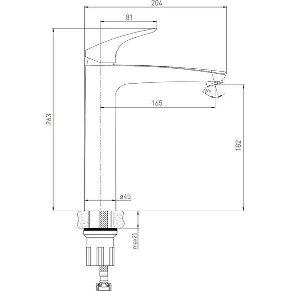 Змішувач для умивальника Volle Orlando Chrome 1525.010201 (високий), фото , изображение 3