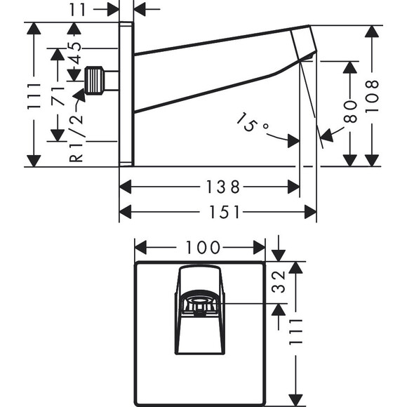 Кронштейн душевой Hansgrohe Pulsify Black Matt 24149670 (черный матовый), Цвет производителя: черный матовый, фото 3