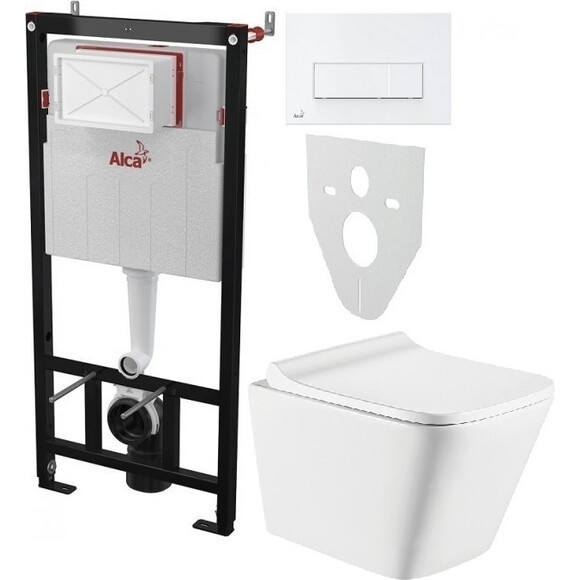 Комплект унитаз с инсталляцией 4 в 1: подвесной унитаз с сиденьем Koller Pool Trend TR-0490-RW + инсталляция AlcaPlast AM101/1120 + клавиша смыва AlcaPlast M570 + звукоизоляционная прокладка, Цвет производителя: белый матовый, фото 