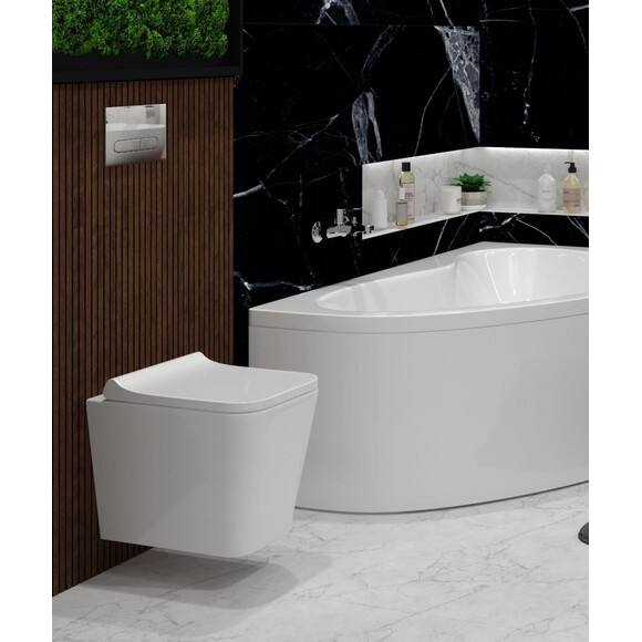 Комплект унитаз с инсталляцией 4 в 1: подвесной унитаз с сиденьем Koller Pool Trend TR-0490-RW + инсталляция AlcaPlast AM101/1120 + клавиша смыва AlcaPlast M678 + звукоизоляционная прокладка, Цвет производителя: черный матовый, фото 2