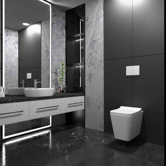 Комплект унитаз с инсталляцией 4 в 1: подвесной унитаз с сиденьем Koller Pool Trend TR-0490-RW + инсталляция AlcaPlast AM101/1120 + клавиша смыва AlcaPlast M670 + звукоизоляционная прокладка, Цвет производителя: белый матовый, фото 4