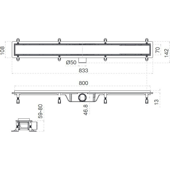 Лінійний трап Koller Pool Aqua AQL0800 (80 см, з решіткою Line), Колір виробника: хром, Доступні розміри: 80, фото , изображение 5