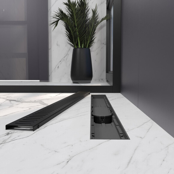 Лінійний трап Koller Pool Aqua Black Matt AQLMB0700 (70 см, чорний матовий з решіткою Line), Колір виробника: чорний матовий, Доступні розміри: 70, фото , изображение 4