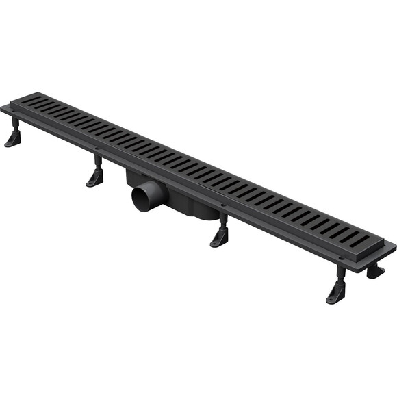 Лінійний трап Koller Pool Aqua Black Matt AQLMB0700 (70 см, чорний матовий з решіткою Line), Колір виробника: чорний матовий, Доступні розміри: 70, фото 