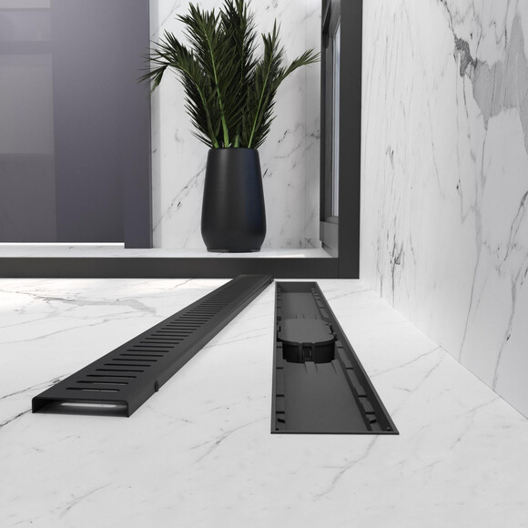 Лінійний трап Koller Pool Aqua Black Matt AQLMB0800 (80 см, чорний матовий з решіткою Line), Колір виробника: чорний матовий, Доступні розміри: 80, фото , изображение 4