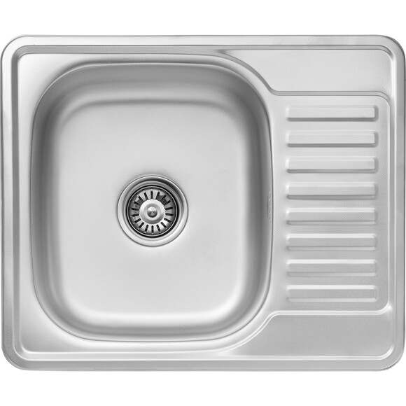Кухонная мойка Kroner KRP Dekor 5848 (Dekor-584808180, 58x48 см, 0.8 мм, с сифоном), Тип поверхности: декор (рифленая), фото 