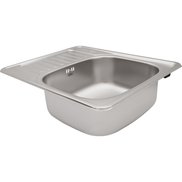 Кухонная мойка Kroner KRP Satin 5848 (Satin-584808180, 58x48 см, 0.8 мм, с сифоном), Тип поверхности: сатин (матовая), фото 2
