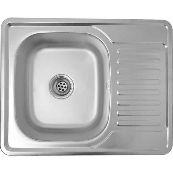 Кухонна мийка Kroner KRP Dekor 6350 (Dekor-635008180, 63x50 см, 0.8 мм, з сифоном), Тип поверхні: декор (рифленая), фото , изображение 3
