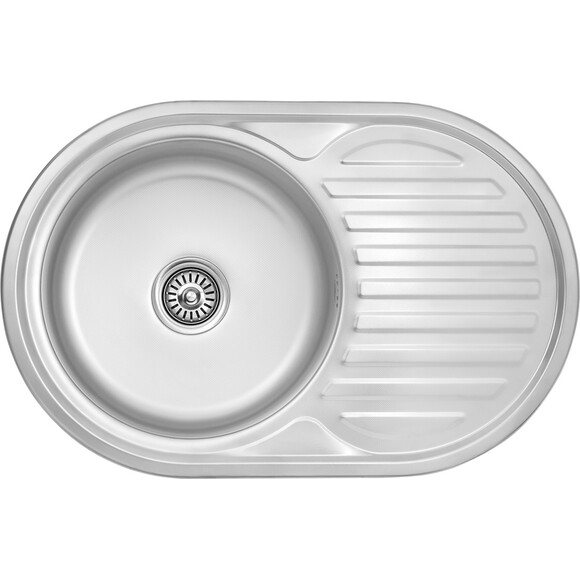 Кухонна мийка Kroner KRP Dekor 7750 (Dekor-775008180, 77x50 см, 0.8 мм, з сифоном), Тип поверхні: декор (рифленая), фото 