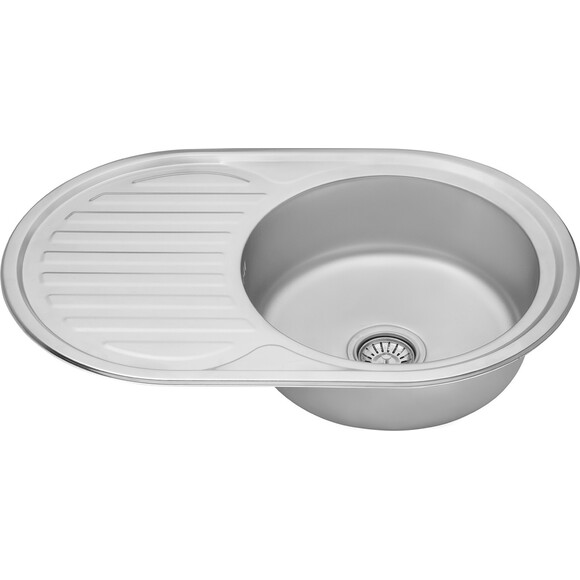 Кухонна мийка Kroner KRP Dekor 7750 (Dekor-775008180, 77x50 см, 0.8 мм, з сифоном), Тип поверхні: декор (рифленая), фото , изображение 4
