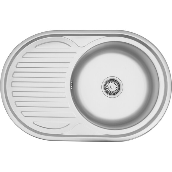 Кухонна мийка Kroner KRP Satin 7750 (Satin-775006160, 77x50 см, 0.6 мм, з сифоном), Тип поверхні: сатин (матовая), фото 