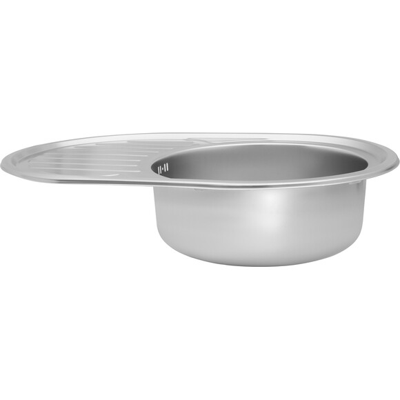 Кухонна мийка Kroner KRP Satin 7750 (Satin-775008180, 77x50 см, 0.8 мм, з сифоном), Тип поверхні: сатин (матовая), фото , изображение 6