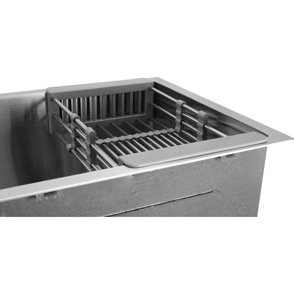 Кухонная мойка Kroner KRP Gebürstet 4843HM (Geburstet-4843HM, 48x43 см, 3.0/1.0 мм, с коландером и сифоном), Доступные размеры: 48 x 43, Тип поверхности: brash (брашированная, матовая), фото 4