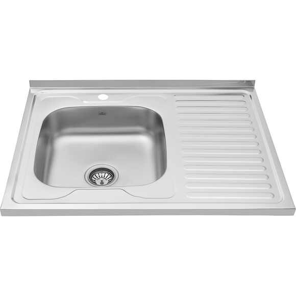 Мийка для кухні Kroner KRP Dekor 6080L (Dekor-6080L06160, 80x60 см, 0.6 мм, з сифоном), Доступні розміри: 80 x 60 L, Тип поверхні: декор (рифленая), фото , изображение 4