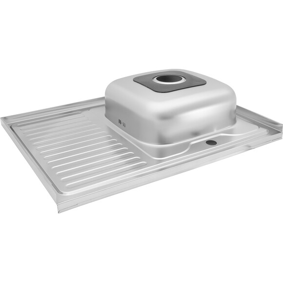 Мойка для кухни Kroner KRP Dekor 6080R (Dekor-6080R06160, 80x60 см, 0.6 мм, с сифоном), Доступные размеры: 80 x 60 R, Тип поверхности: декор (рифленая), фото 4