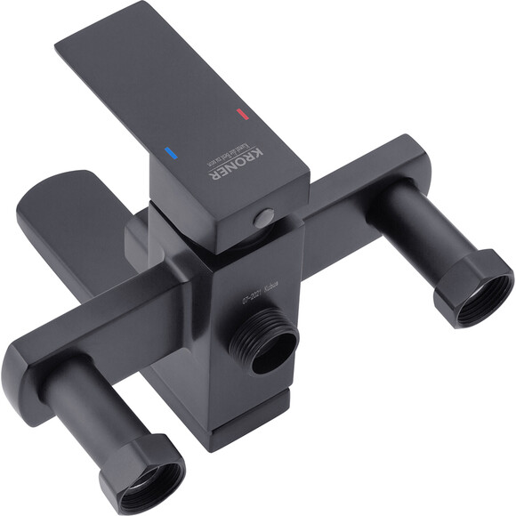 Душевая система Kroner KRP Edelstahl Kubus SCH063 (Kubus-SCH063, черная матовая, с изливом), Цвет производителя: черный матовый, фото 3