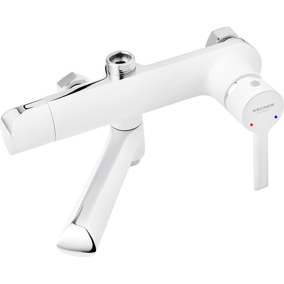 Душевая система Kroner KRP Essen W063 (Essen-W063, белый/хром, с изливом), Цвет производителя: белый матовый, хром, фото 4