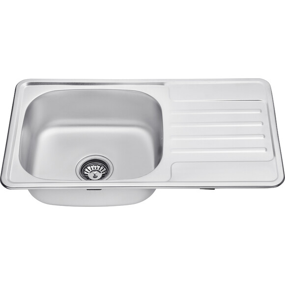 Кухонна мийка Kroner KRP Satin 7642 (Satin-764208180, 76x42 см, 0.8 мм, з сифоном), фото , изображение 2
