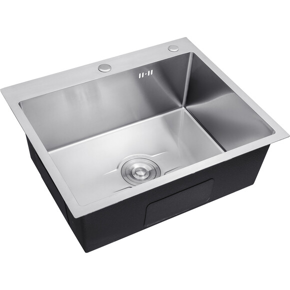 Кухонная мойка Kroner KRP Derby 6050HM Brush (KDBrush6050HM, 60x50 см, 2.5/0.5 мм, с сифоном), Доступные размеры: 60 x 50, Тип поверхности: brash (брашированная, матовая), фото 2