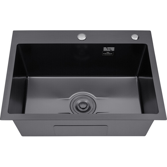 Кухонна мийка Kroner KRP Derby 5843HM PVD (KD5843HM, 58x43 см, 2.5/0.5 мм, з сифоном), Доступні розміри: 58 x 43, Тип поверхні: PVD декор, фото , изображение 3