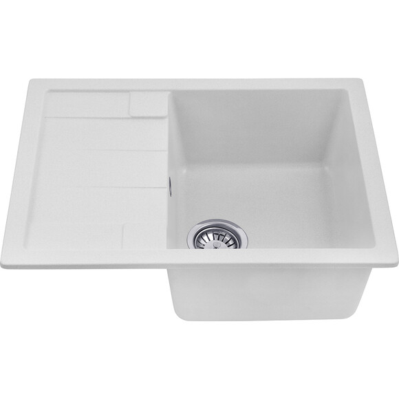 Кухонна мийка Kroner KRP Komposit GRA 6550 (KompositGRA-6550, сіра, 65x49 см, із сифоном), Колір виробника: сірий, фото , изображение 3