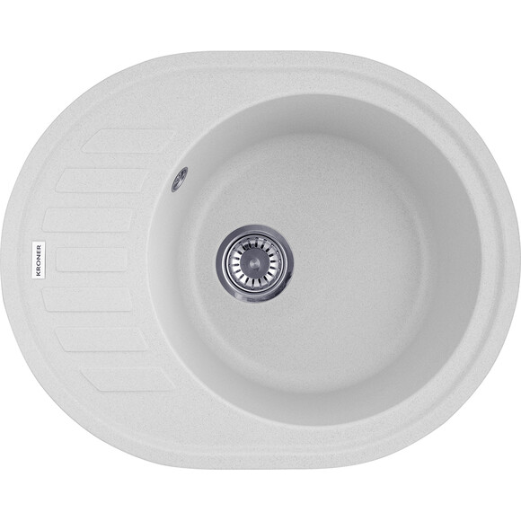 Кухонная мойка Kroner KRP Komposit GRA 6250 (KompositGRA-6250, серая, 61x49 см, с сифоном), Доступные размеры: 61 x 49, Цвет производителя: серый, фото 