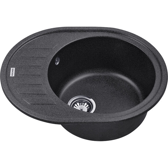 Кухонная мойка Kroner KRP Komposit GRB 6250 (KompositGRB-6250, графит, 61x49 см, с сифоном), Доступные размеры: 61 x 49, Цвет производителя: гранит, фото 3