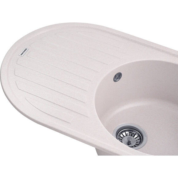 Кухонна мийка Kroner KRP Komposit COL 7750 (KompositCOL-7750, бежева, 78x50 см, із сифоном), Доступні розміри: 78 x 50, Колір виробника: бежевий, фото , изображение 4