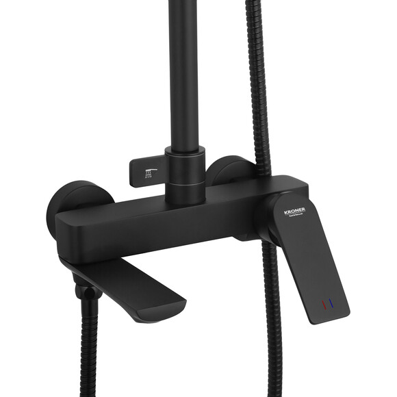 Душова система Kroner KRP Graz SCH063 (Graz-SCH063, чорна матова, з виливом), Колір виробника: чорний матовий, фото , изображение 3