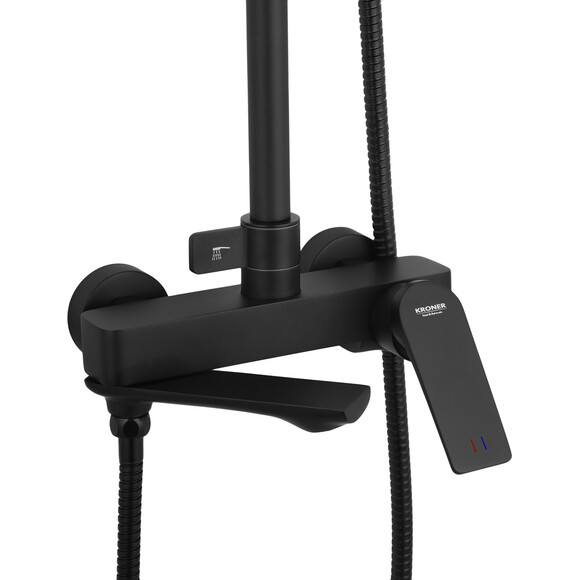 Душова система Kroner KRP Graz SCH063 (Graz-SCH063, чорна матова, з виливом), Колір виробника: чорний матовий, фото , изображение 4