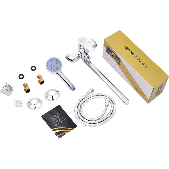 Змішувач для ванни Kroner KRP Elbe C071 (з лійкою та шлангом), фото , изображение 8