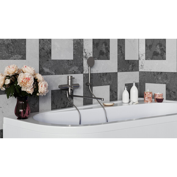 Смеситель для ванны Kroner KRP Edelstahl Klassisch ESG070 (нержавейка, с лейкой и шлангом), Цвет производителя: нержавейка, фото 2