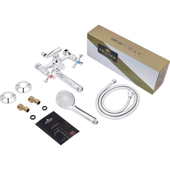 Смеситель для ванны Kroner KRP Rhein C060 (с лейкой и шлангом), фото 5