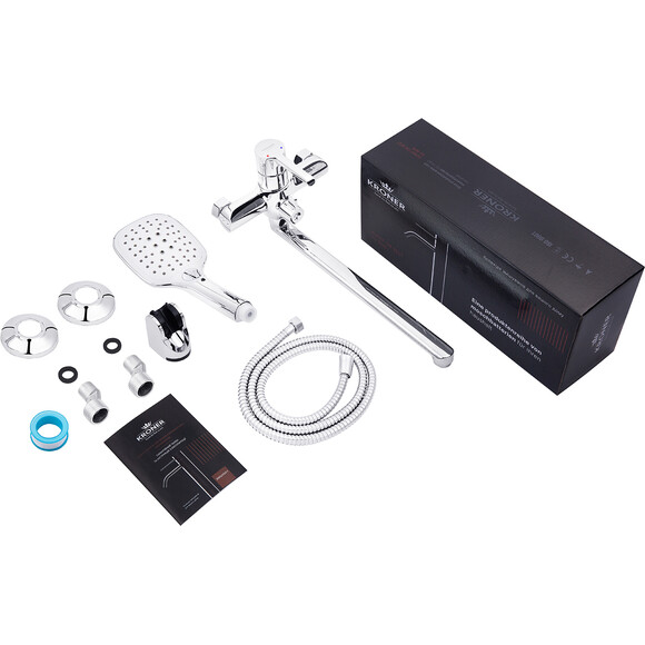 Смеситель для ванны Kroner KRP Essen C070 (хром, с лейкой и шлангом), Цвет производителя: хром, фото 6