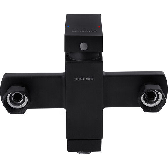 Смеситель для ванны Kroner KRP Edelstahl Kubus SCH060 (черный матовый, с лейкой и шлангом), Цвет производителя: черный матовый, фото 2