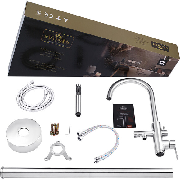 Смеситель для ванны Kroner KRP Edelstahl Klassisch ESG077 (нержавейка, напольный), Цвет производителя: нержавейка, фото 8