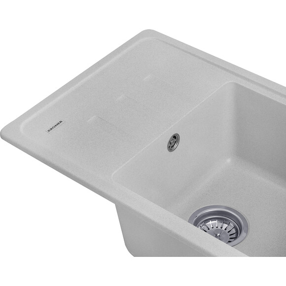Кухонна мийка Kroner KRP Komposit GRA 6243 (KompositGRA-6243, сіра, 62x43 см, із сифоном), Колір виробника: сірий, фото , изображение 4