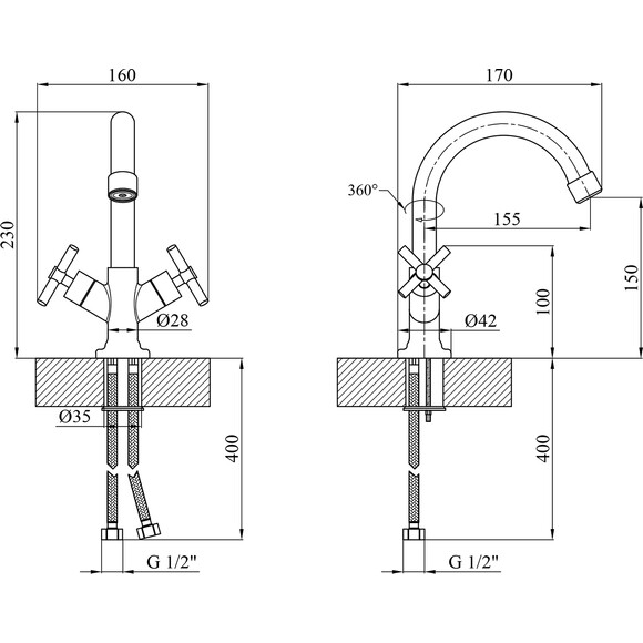 Змішувач для умивальника Kroner KRM Aller C010, фото , изображение 7