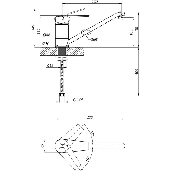 Смеситель для кухни Kroner KRM Odra C030, фото 7