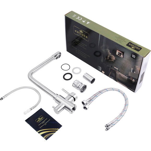 Змішувач для кухні Kroner KRP Edelstahl Klassisch ESG038 (нержавіюча сталь, з підключенням питної води), фото , изображение 9