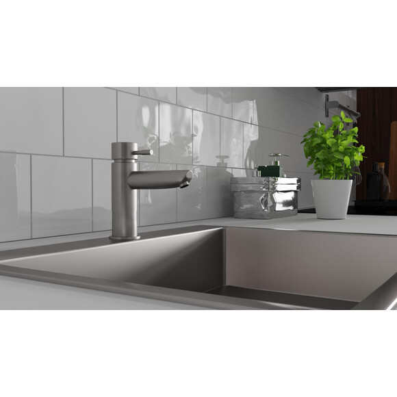 Змішувач для умивальника Kroner KRP Edelstahl Klassisch ESG010 (нержавіюча сталь), Колір виробника: нержавіюча сталь, фото , изображение 2