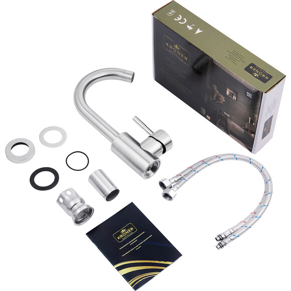 Смеситель для умывальника Kroner KRP Edelstahl Klassisch ESG011 (нержавейка), фото 8