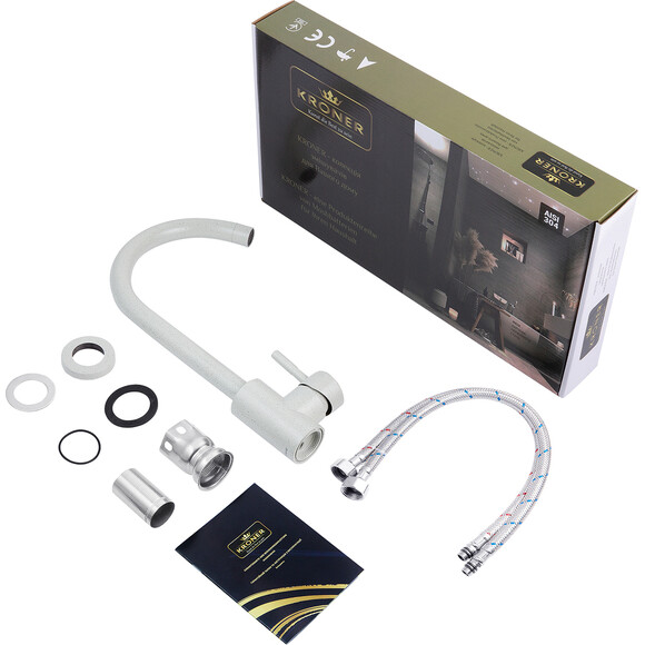 Змішувач для кухні Kroner KRP Edelstahl Klassisch GRA035 (сірий матовий), Колір виробника: сірий матовий, фото , изображение 8